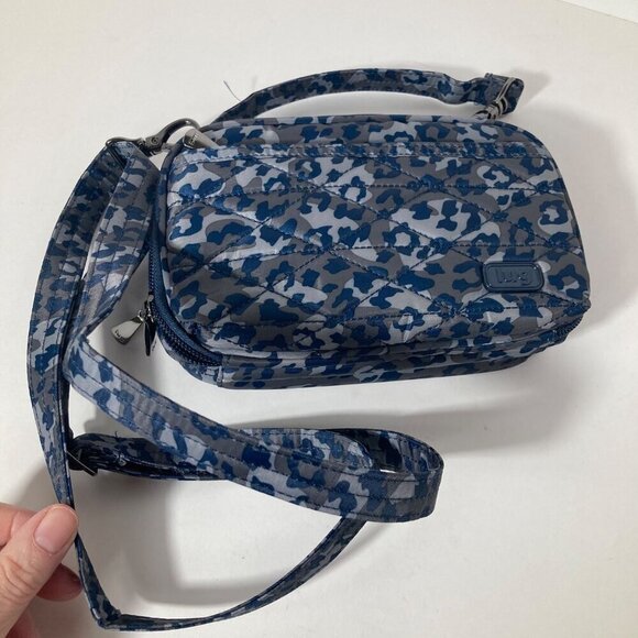 Womens Lug Roundabout Camo Crossbody Bag Convertible Belt Bag Blue Gray 5 x 8" - Picture 1 of 8
